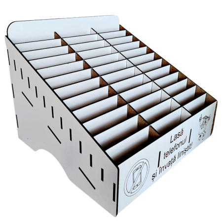 PRODUSE DIN LEMN - Cutie pentru depozitat 36 telefoane PHONE JAIL, din mdf, 26x26x19cm