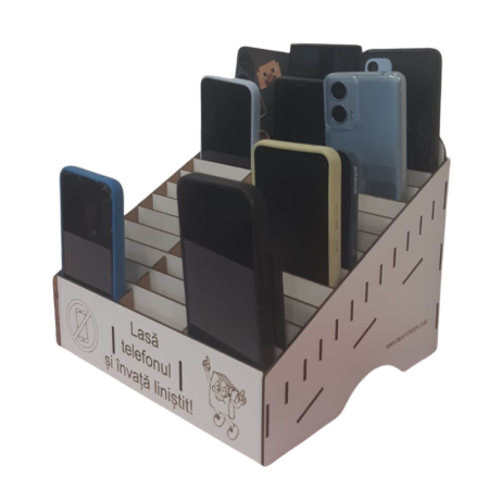Cutie pentru depozitat 36 telefoane PHONE JAIL, din mdf, 26x26x19cm [5]