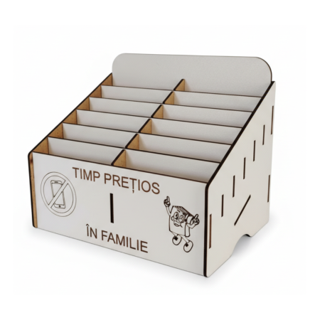 CUTII DIN LEMN - Cutie pentru depozitat 12 telefoane PHONE JAIL, din mdf, 18x14x17cm