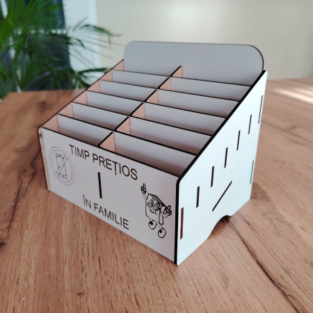 Cutie pentru depozitat 12 telefoane PHONE JAIL, din mdf, 18x14x17cm [2]