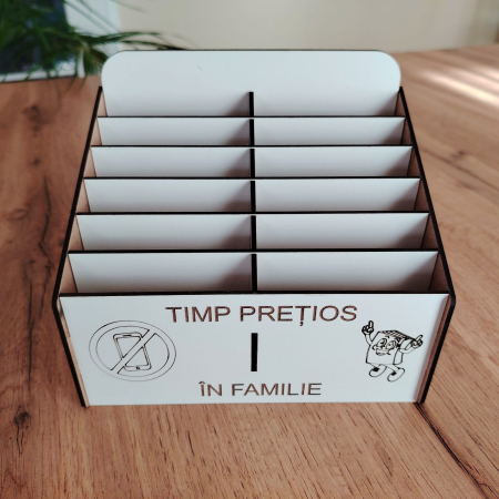 Cutie pentru depozitat 12 telefoane PHONE JAIL, din mdf, 18x14x17cm [4]