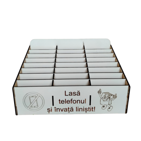 PRODUSE DIN LEMN - Cutie pentru depozitat 24 telefoane PHONE JAIL, din mdf, 26x17x17cm