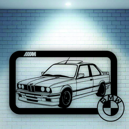 DECORATIUNI PENTRU PERETE - Decoratiune de perete Masina BMW, 20.8x33cm, personalizabila