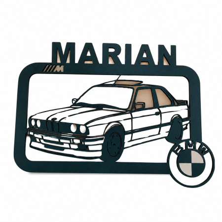Decoratiune de perete Masina BMW, 20.8x33cm, personalizabila [7]