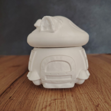 Personaje - Basme - Decorațiune din ipsos Căsuța Ștrumfilor 3D, cu capac, 9x9cm