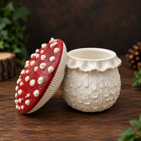 Decoratiune din ipsos Ciuperca cu capac, model rustic, 11x11cm [3]