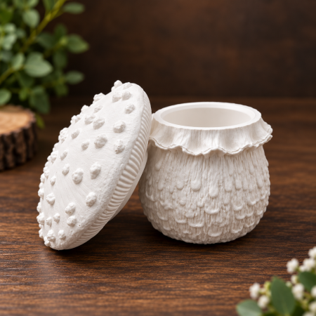 Decoratiune din ipsos Ciuperca cu capac, model rustic, 11x11cm [1]