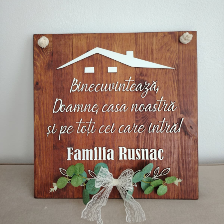 Decoratiune din lemn Binecuvantarea Casei, 40x40cm [2]