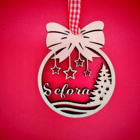 DECORATIUNI PENTRU SARBATORI - Decoratiune din lemn Glob M15 9x10cm