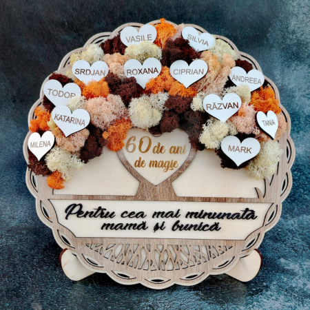 DECORATIUNI PENTRU BIROU - Decoratiune din lemn si mdf Copacul Vietii, cu agatatoare si suport, 29cm