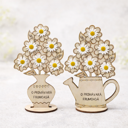 Decoratiune din lemn Stropitoare/ Vaza cu flori, 17x12cm [4]