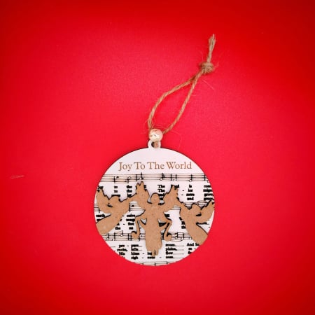 PRODUSE DIN LEMN - Decoratiune din mdf Glob cu fundal muzical M2, cu snur, 8cm