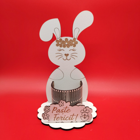 Decoratiune din MDF Iepure suport oua, 16x10cm [3]