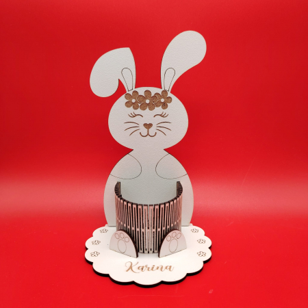 Decoratiune din MDF Iepure suport oua, 16x10cm [2]