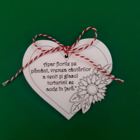 ZIUA MAMEI - Decoratiune inima cu snur 8x7cm