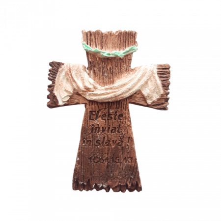 Figurine Pasti - Decoratiune ipsos Cruce cu magnet 7.5x6cm