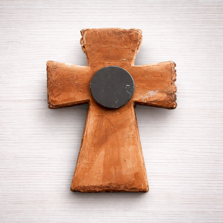 Decoratiune ipsos Cruce cu magnet, pictata, 7.5x6cm [1]