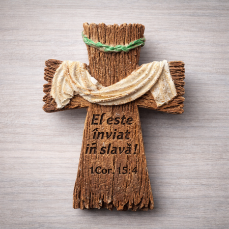 PASTE - Decoratiune ipsos Cruce cu magnet, pictata, 7.5x6cm