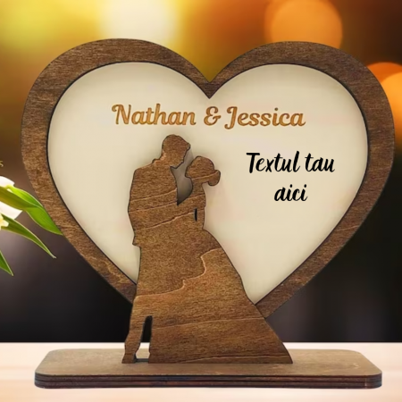 DECORATIUNI PERSONALIZATE - Decoratiune Valentine's Cuplu Romantic in Inima 15x15cm