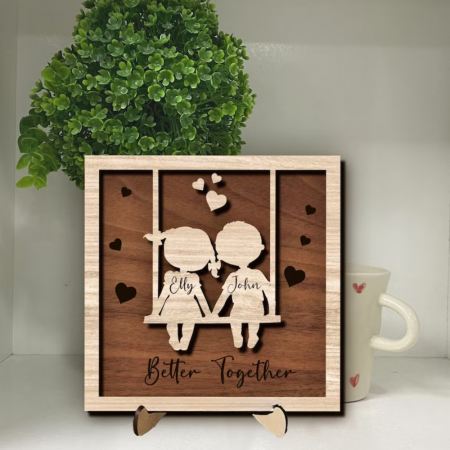 DECORATIUNI PERSONALIZATE - Decoratiune Valentine's Tineri pe Leagan 15x15cm