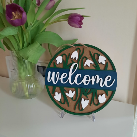 Decoratiune WELLCOME cu ghiocei, din lemn, 20.5cm [1]