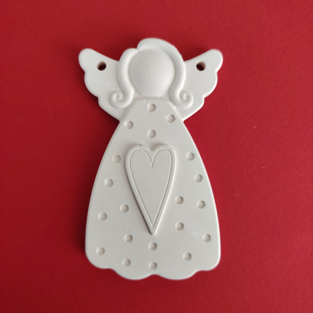 SAPTAMANA VERDE - Figurina din ipsos Ingeras cu Inima, 8.8x5cm