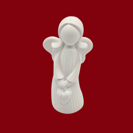 IPSOS - PRAF CERAMIC - Figurina din ipsos Ingeras 3D cu Inima, 9x4,5cm