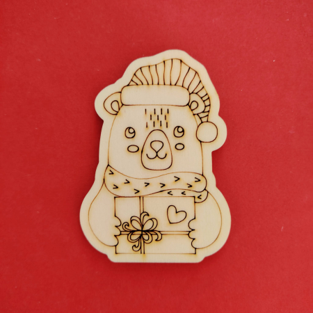 DECORATIUNI PENTRU SARBATORI - Figurina din lemn pentru pictat Ursulet 9x6cm