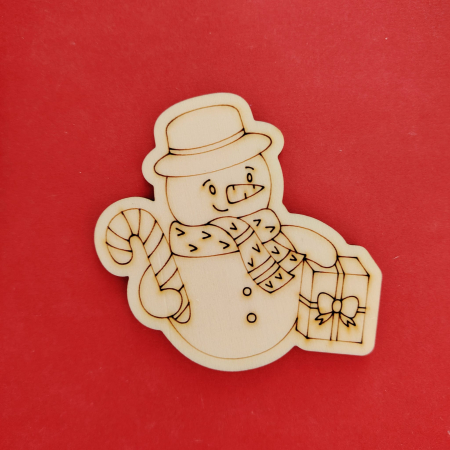 PENTRU COPII SI CRAFTURI - Figurina din lemn pentru pictat Om de zapada 8x8cm