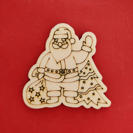 PENTRU COPII SI CRAFTURI - Figurina din lemn pentru pictat Mos Craciun 8x8cm
