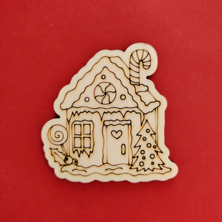PENTRU COPII SI CRAFTURI - Figurina din lemn pentru pictat Casuta turta dulce 7x7cm
