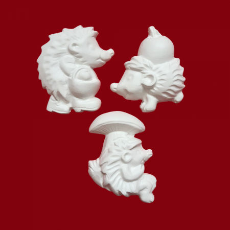 TOAMNA - Figurine din ipsos set 3 arici de padure 7x6.5 cm