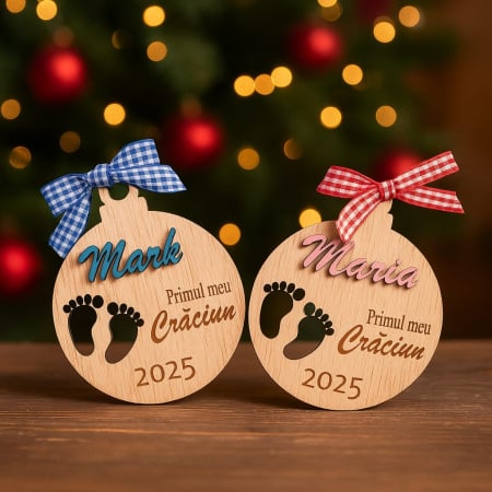 PRODUSE DIN LEMN - Glob din lemn pentru bebelusi, personalizabil, 9cm