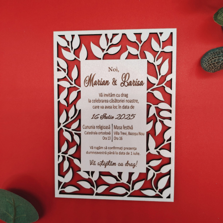 Invitatie la nunta din MDF, cu plic, 10x15cm [1]