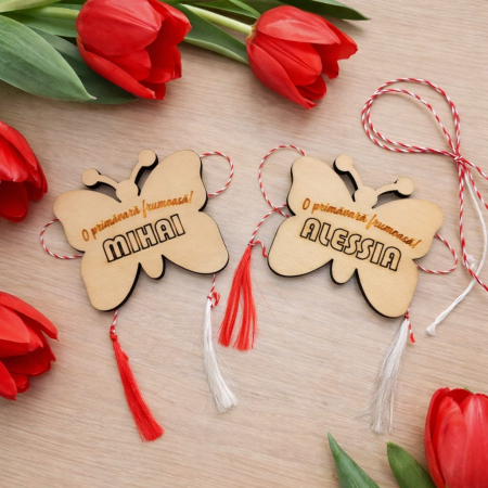 DIVERSE - Martisor din lemn Fluture, personalizabil, 5x4.5cm