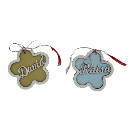 DECORATIUNI PERSONALIZATE - Martisor din MDF Floare, personalizabil, cu snur, 7cm