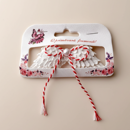 Medalioane - Martisoare - Martisor din praf ceramic Aripi de Inger, ambalaj si snur, 3.5x9.5cm