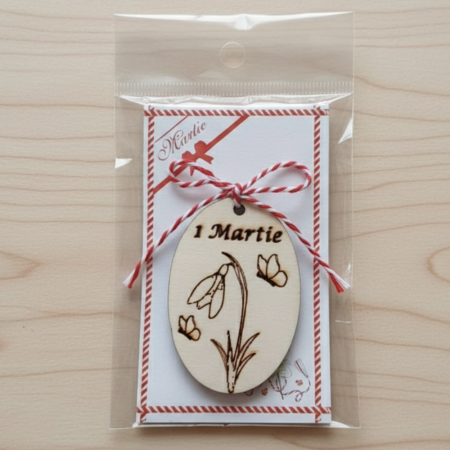 PENTRU COPII SI CRAFTURI - Martisor ghiocel cu snur 8.3x5.7 cm