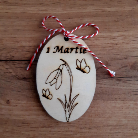 ZIUA MAMEI - Martisor ghiocel cu snur 8.3x5.7 cm