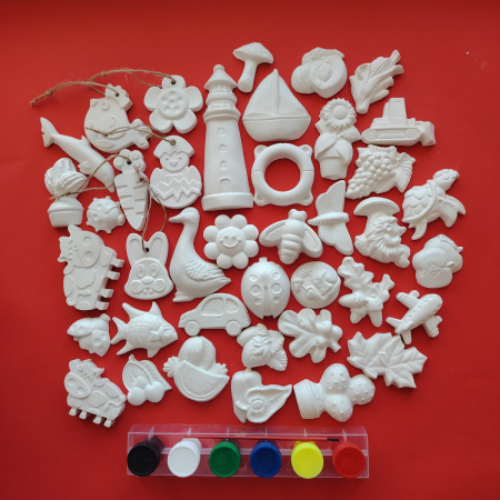 Pachet Cadou cu 40 Figurine din ipsos, culori si pensula (Vacanta Mare) [2]