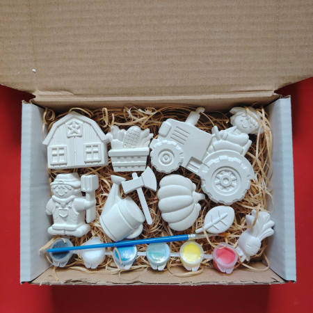 Pachet creativ cu 9 figurine ipsos Micul fermier, culori, pensula [2]