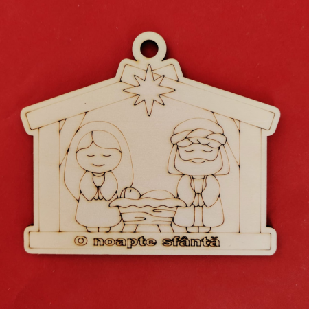 PENTRU COPII SI CRAFTURI - Placheta din lemn Scena Nasterii Mantuitorului 18x15cm