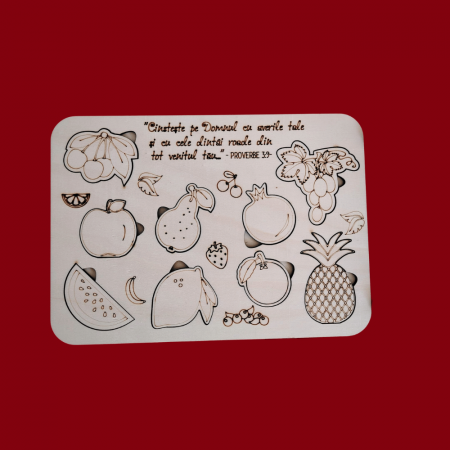 PENTRU COPII SI CRAFTURI - Puzzle din lemn Fructe 26x19cm