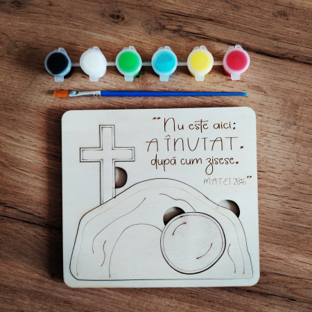 Puzzle din lemn Isus a inviat, Paste, 15x16.5cm [1]
