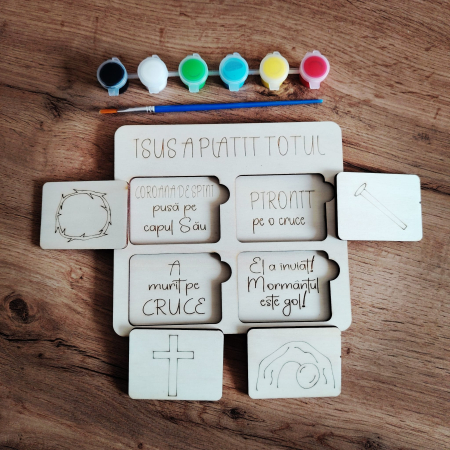 Puzzle din lemn Poveste de Pasti, 15x16.5cm [1]