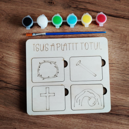 Puzzle din lemn Poveste de Pasti, 15x16.5cm [2]