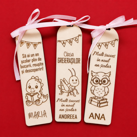 Semne de carte din lemn, personalizabile, cu panglica, 15x4cm [1]