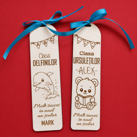 Semne de carte din lemn, personalizabile, cu panglica, 15x4cm [3]