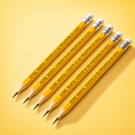 PENTRU COPII SI CRAFTURI - Set 5 creioane gravate cu text personalizat
