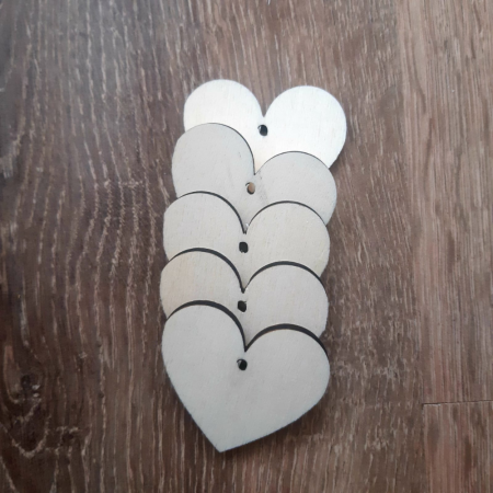BLANK-URI PENTRU CRAFT - Set 5 inimioare lemn 4.2x4.5 cm
